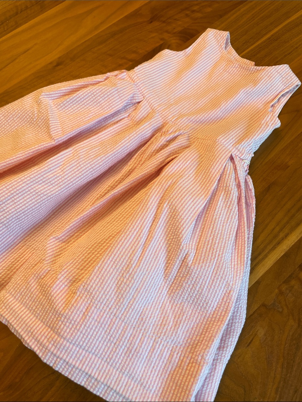 Ralph Lauren Pink Seersucker Tie-Waist Dress